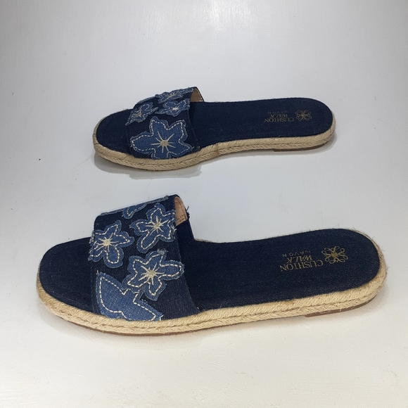 Avon Walk Demin Sandal with Floral Applique Sz8 - Picture 5 of 9